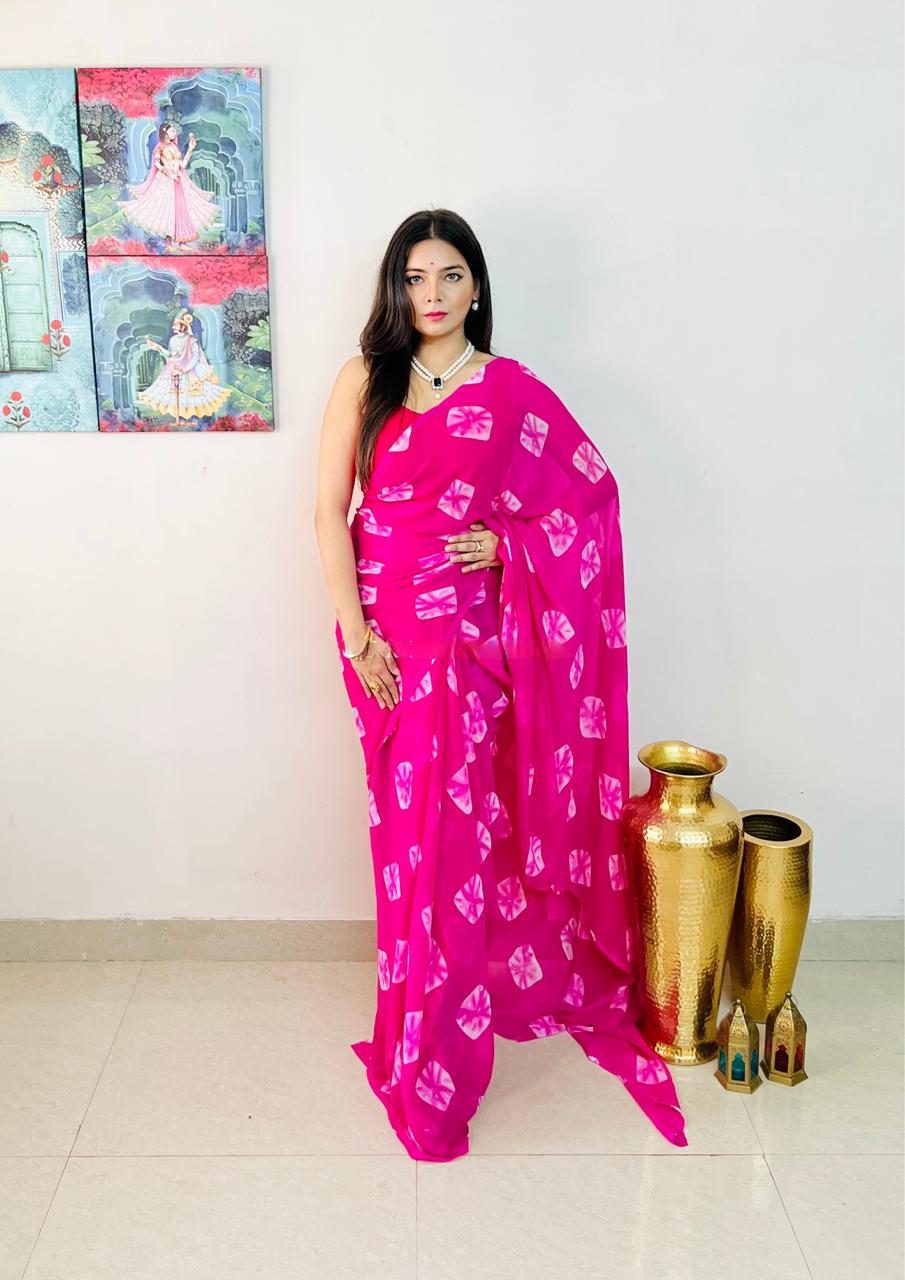 DF161 Bandhini Printed Soft Georgette Sarees Wholesale Market In Surat